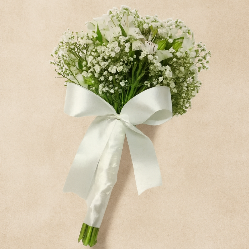 Buquê de Noiva com Astromélia e Gipsofila